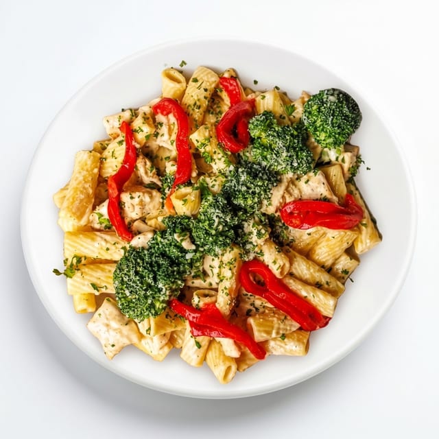 Broccoli Chicken Alfredo Pasta.